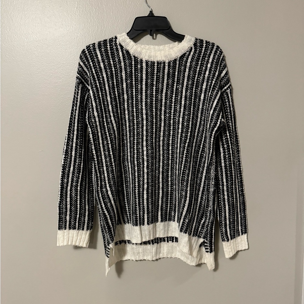 White and Black Knit Sweater
